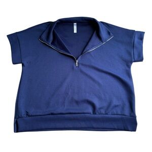 Dear Scarlett Deep Blue Top with Zip Detail